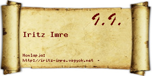 Iritz Imre névjegykártya